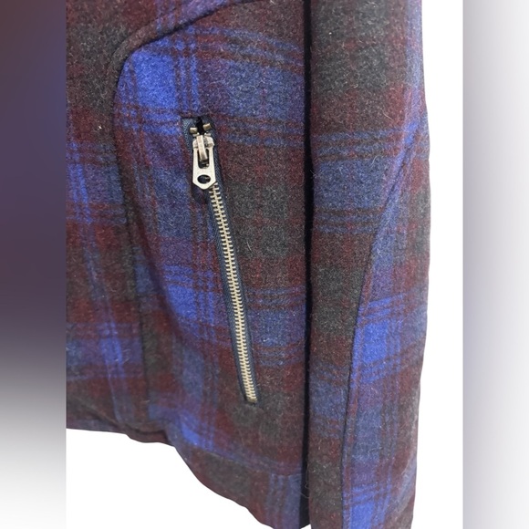 Shades of  Glory by Micah Cohen Moto Peacoat Coat Jacket Wool Blend Tweed Large - Picture 3 of 9